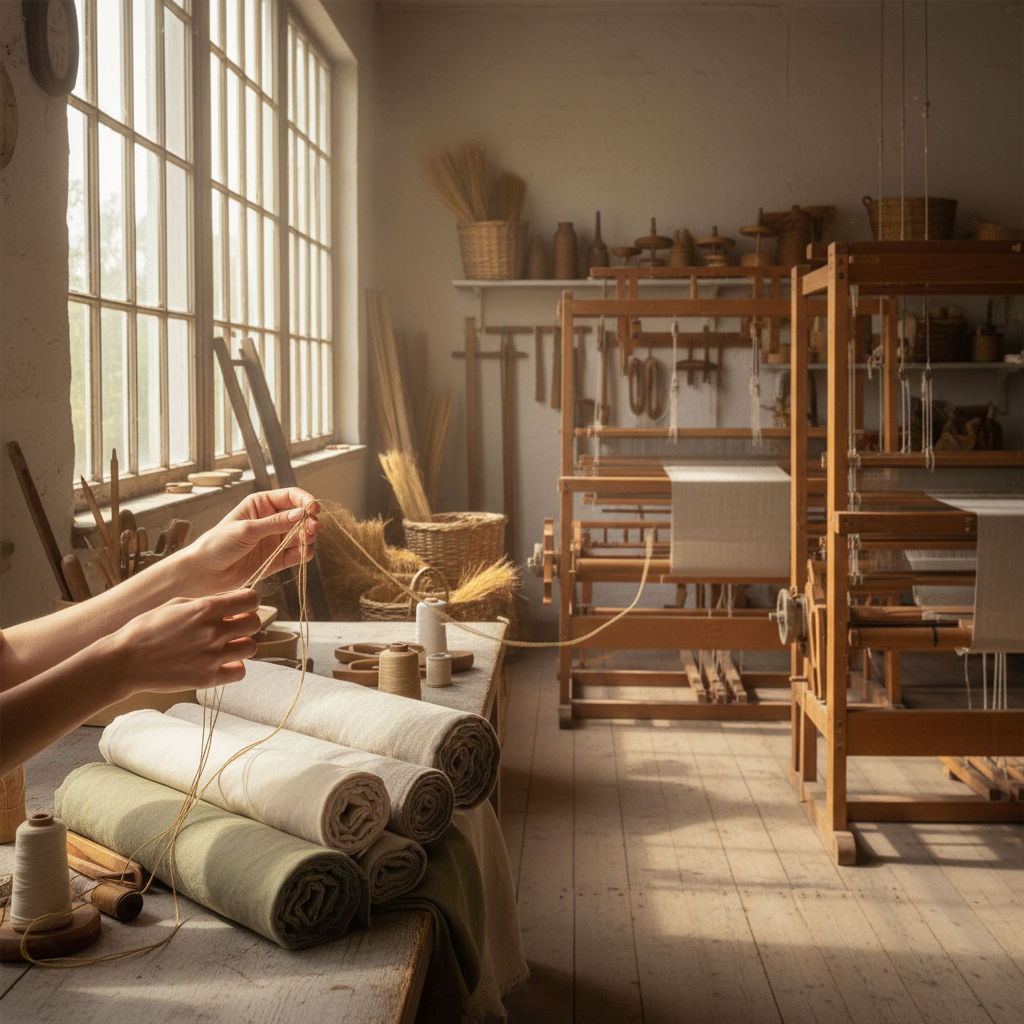 Artisan working with premium linen fabric